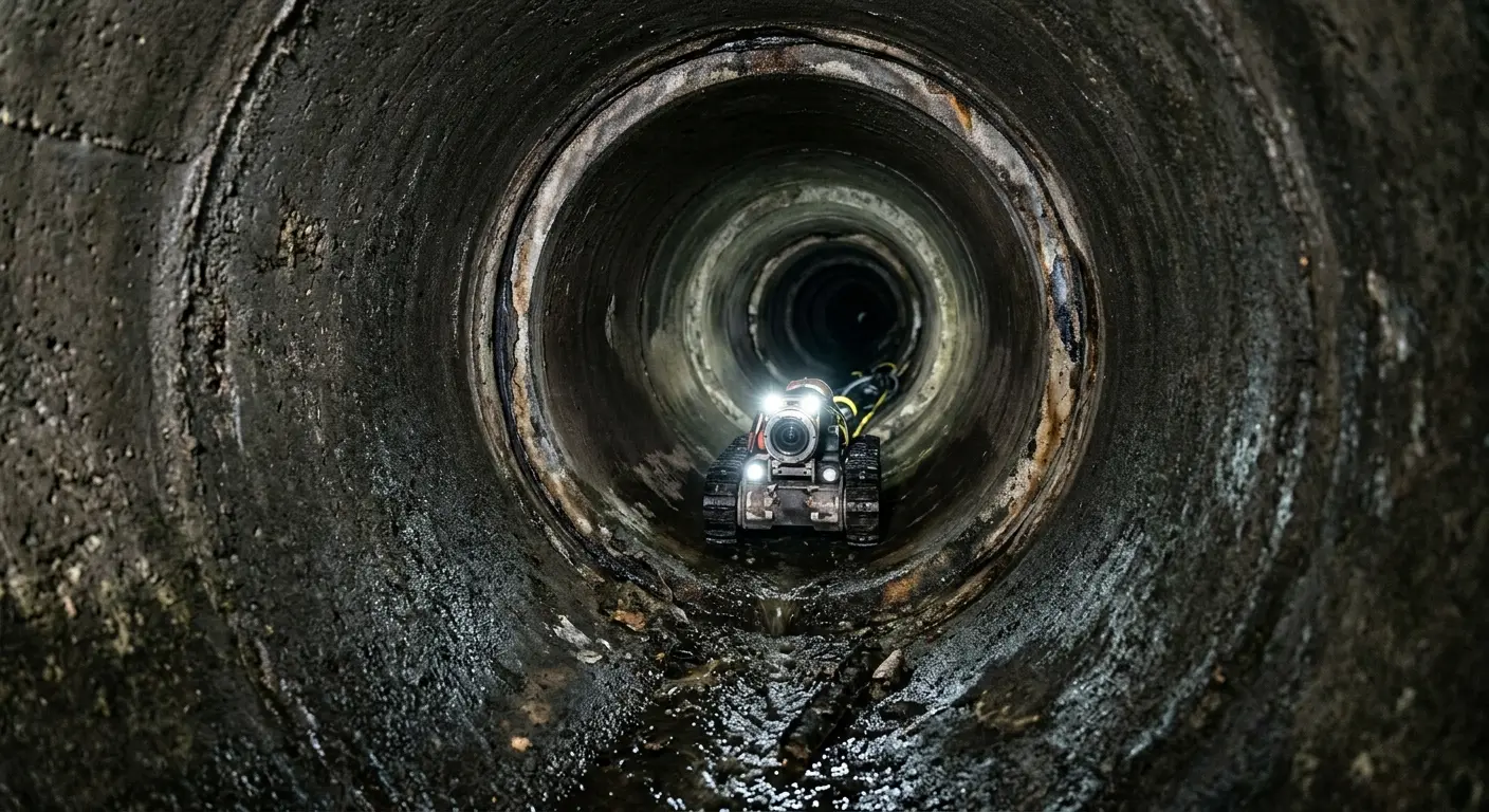 Robotic sewer camera inspecting pipe interior for Sewer Line Cleaning in Marrero